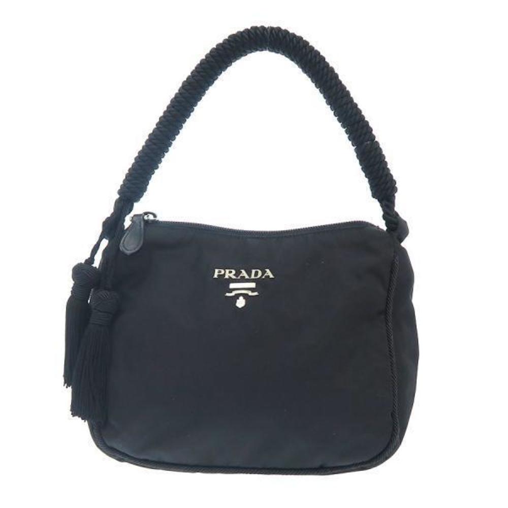Prada Fringe Nylon Shoulder Bag Navy Blue